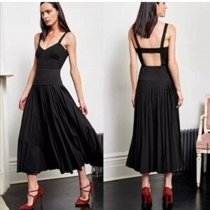 La Ligne Zelda Wool Blend Back Cut Out Midi Dress Black 12 NWT